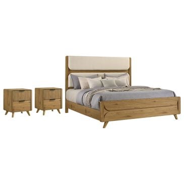 Pacific Landing Bennett King Bed with Two Nightstands in Light Oak, , large