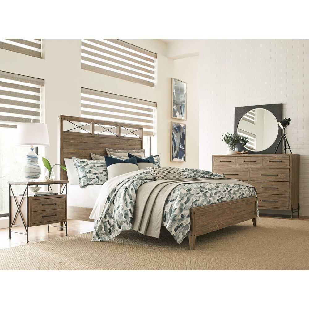 Kincaid Modern Forge Crockett 2 Drawer Nightstand in Sandy Brown Poplar, , large