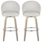 LumiSource Matisse 30" Swivel Barstool with Cream Fabric Upholstery in Whitewashed and Chrome (Set of 2), , large