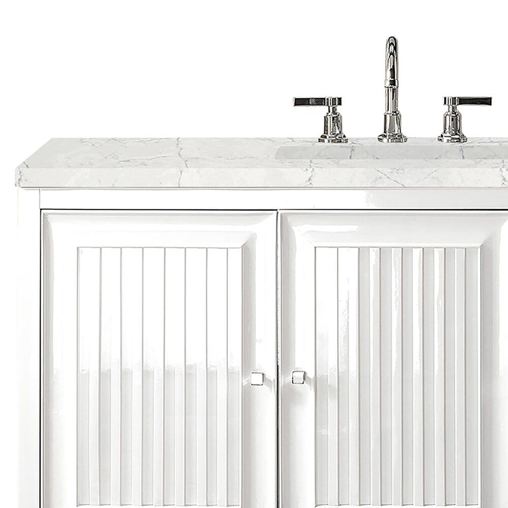 James Martin Vanities Athens 48&quot; Single Bathroom Vanity in Glossy White with 3 cm Eternal Jasmine Pearl Quartz Top and Rectangular Sink, , large