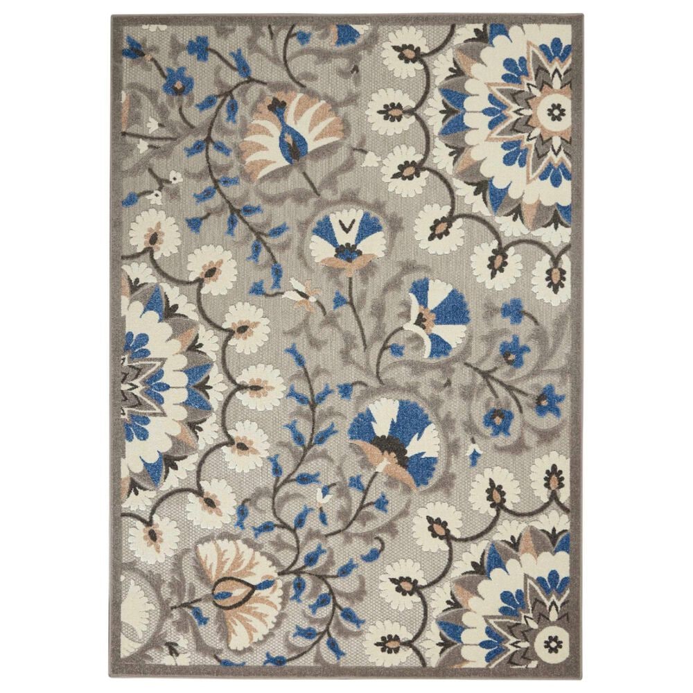 Nourison Aloha Floral 3"6" x 5"6" Grey and Multicolor Indoor/Outdoor Area Rug, , large