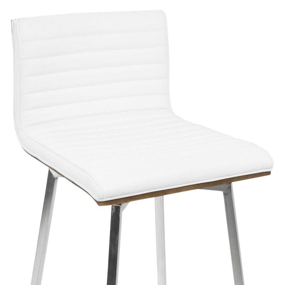 Lumisource Mason Swivel Counter Stool with White Cushion in Stainless Steel and Walnut &#40;Set of 2&#41;, , large