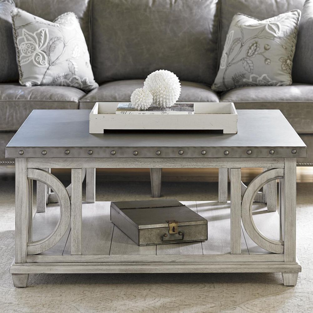 Lexington Furniture Oyster Bay Litchfield Square Cocktail Table in Oyster Cream, , large