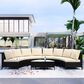 HOMLUX 5 Pieces All-Weather Brown PE Rattan Wicker Sofa Set in Beige, , large