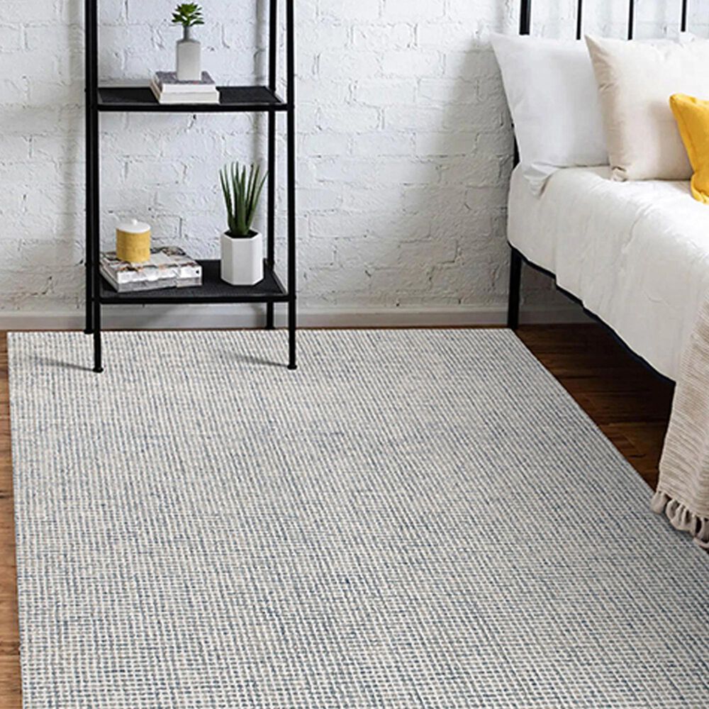 L&amp;R Resources Criss Cross Ivory and Stone Blue 10&#39; x 14&#39; Area Rug, , large