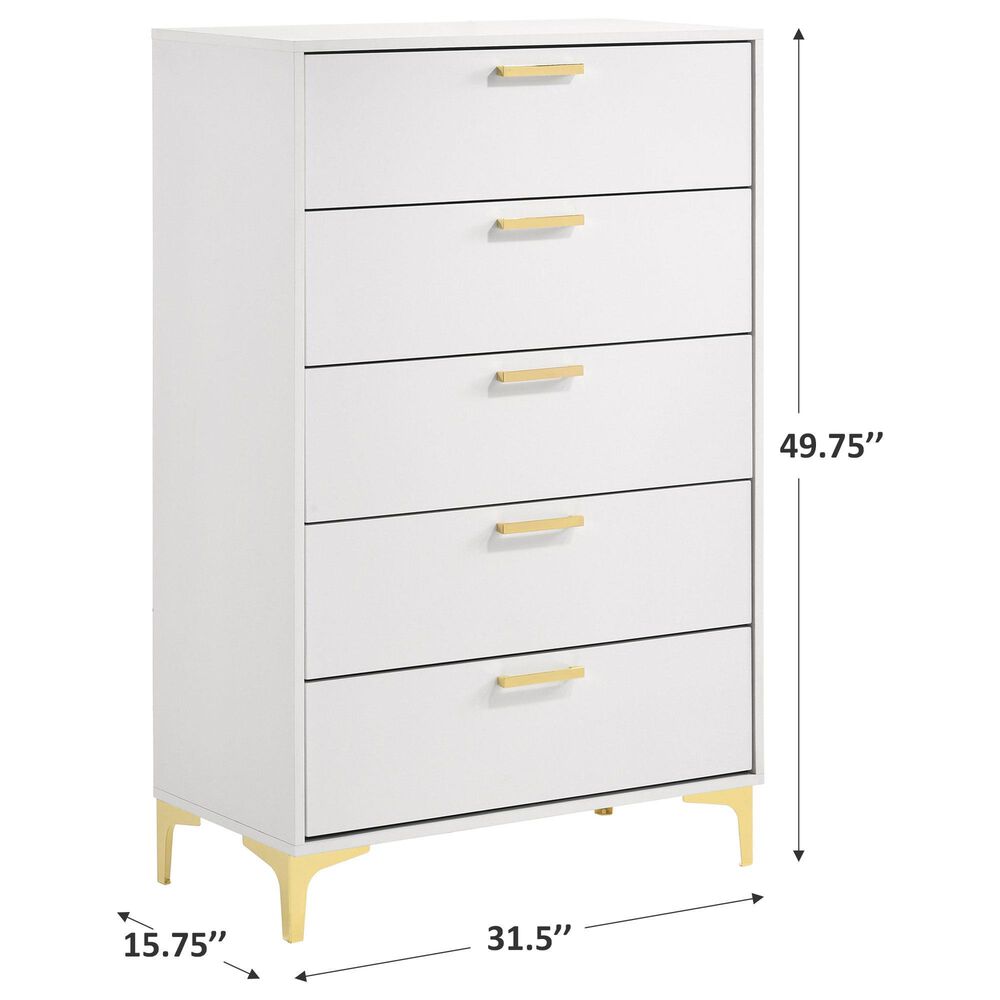 Pacific Landing Kendall 5-Drawer Chest in Gold and White, , large
