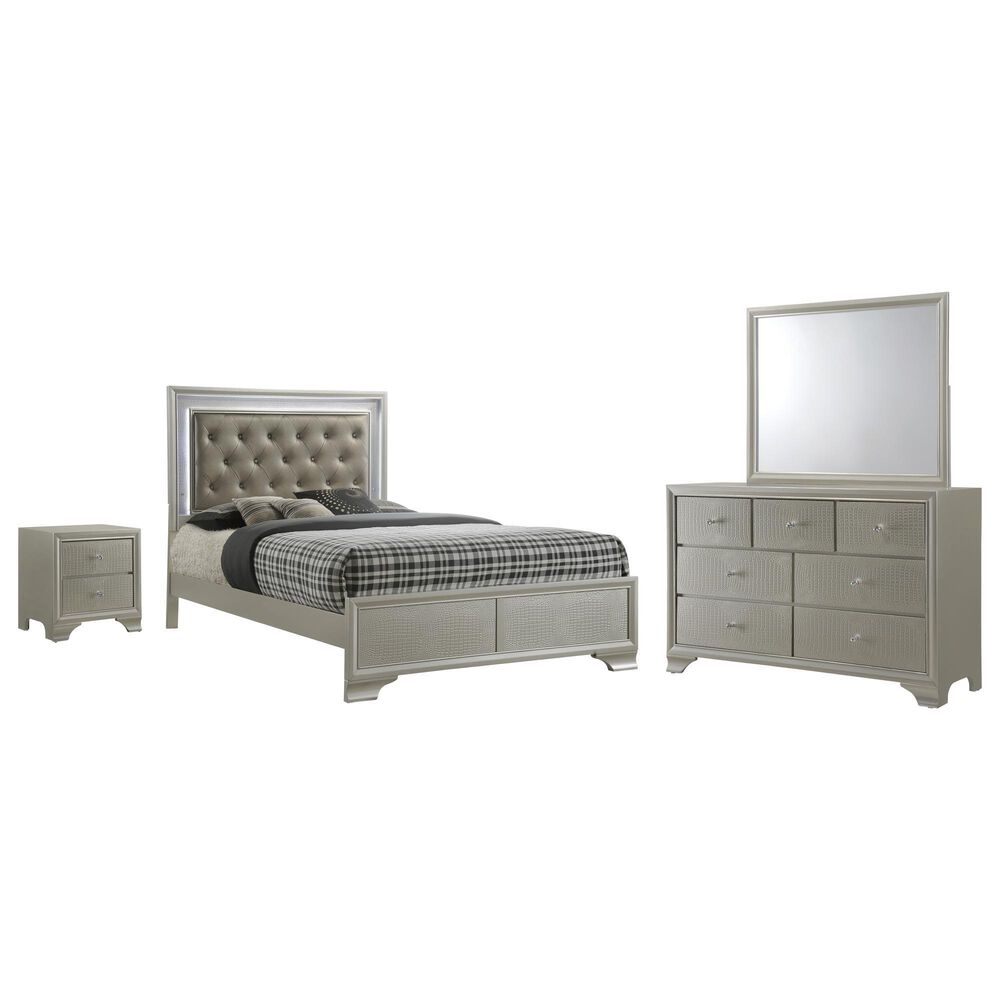 Crown Mark Lyssa 4-Piece Queen Panel Bedroom Set in Champagne, , large