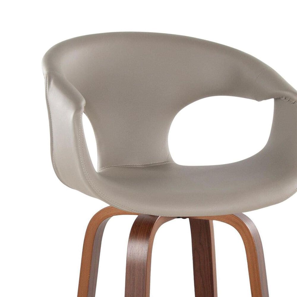 LumiSource Curva 30" Swivel Barstool with Light Grey Upholstery in Walnut and Black (Set of 2), , large