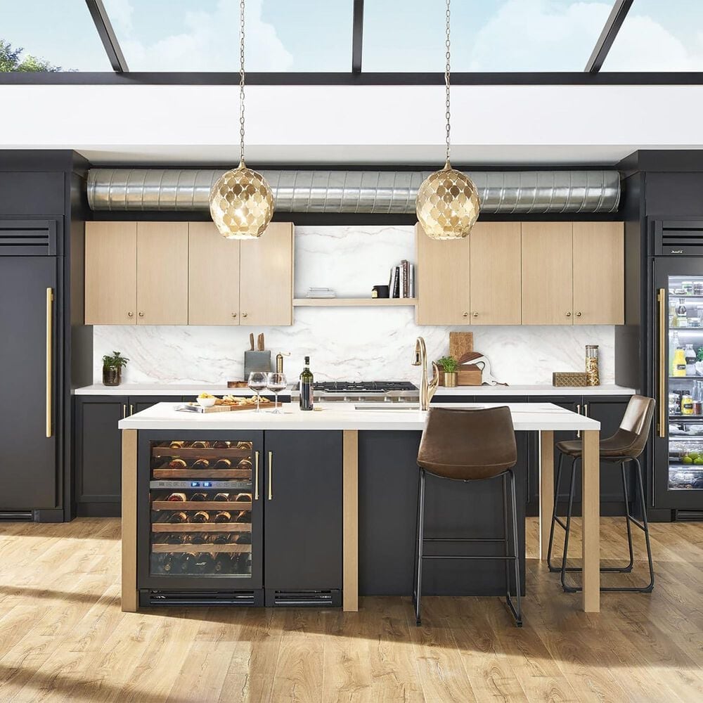 True Residential 5.28 Cu. Ft. Dual Zone Undercounter Wine Cabinet with Left Hinge and Glass Door in Panel Ready, , large