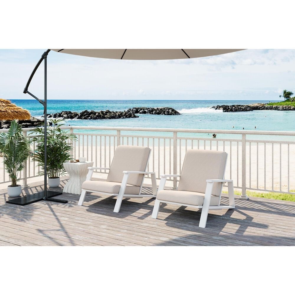 Hearth and Haven Outdoor Lounge Chair with White Frame in Beige (Set of 2), , large