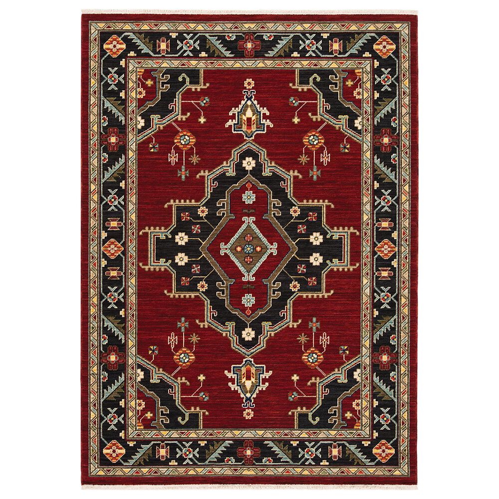 Oriental Weavers Lilihan Medallion 092R6 5"3" x 7"6" Red and Black Area Rug, , large