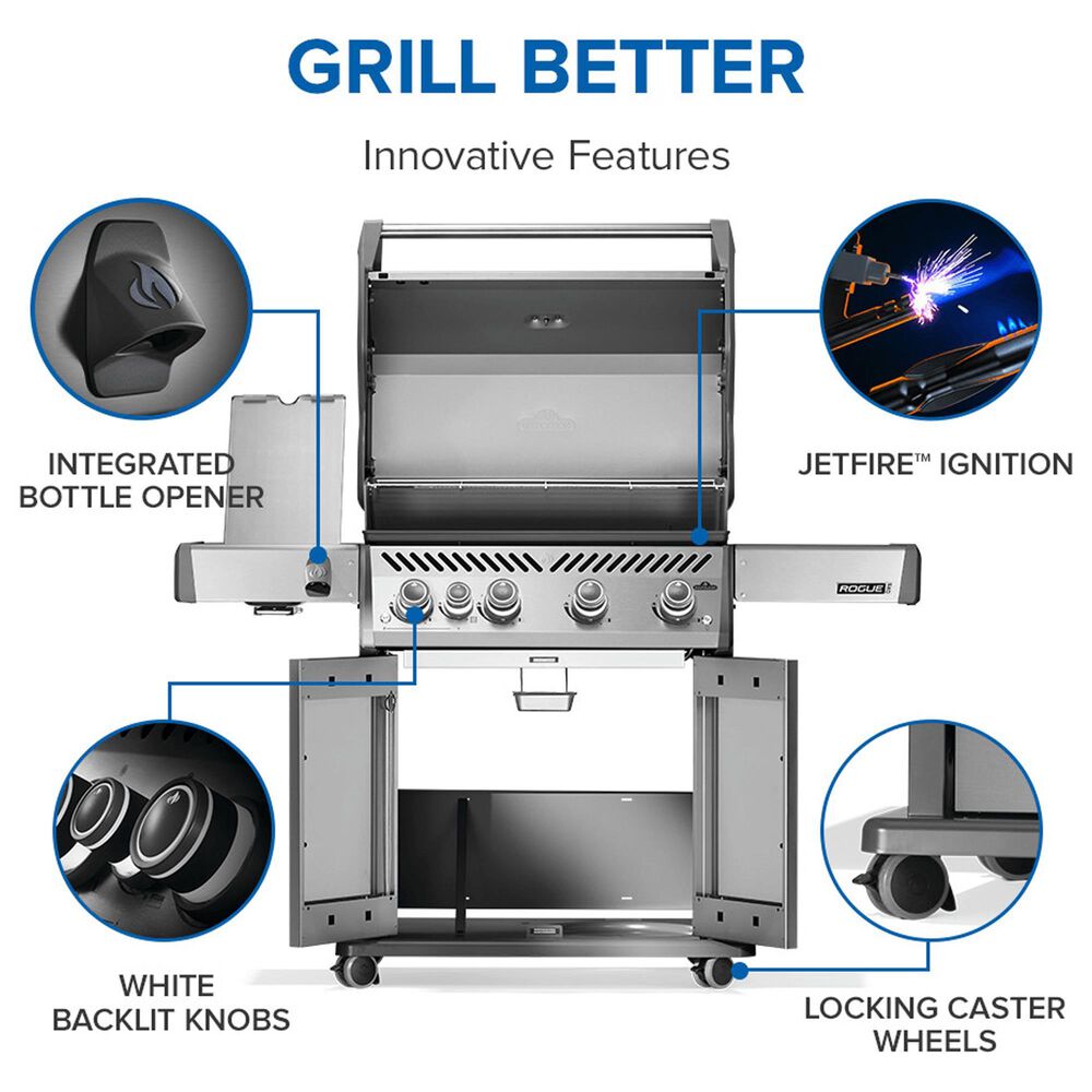 Napoleon Rogue PRO 525 SIB Propane Gas Grill in Stainless Steel, , large
