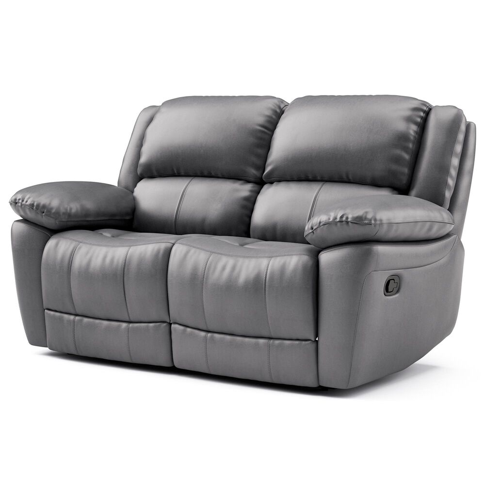 Furniture of America Glarus Manual Recliner Sofa and Loveseat Set in Dark Gray, , large
