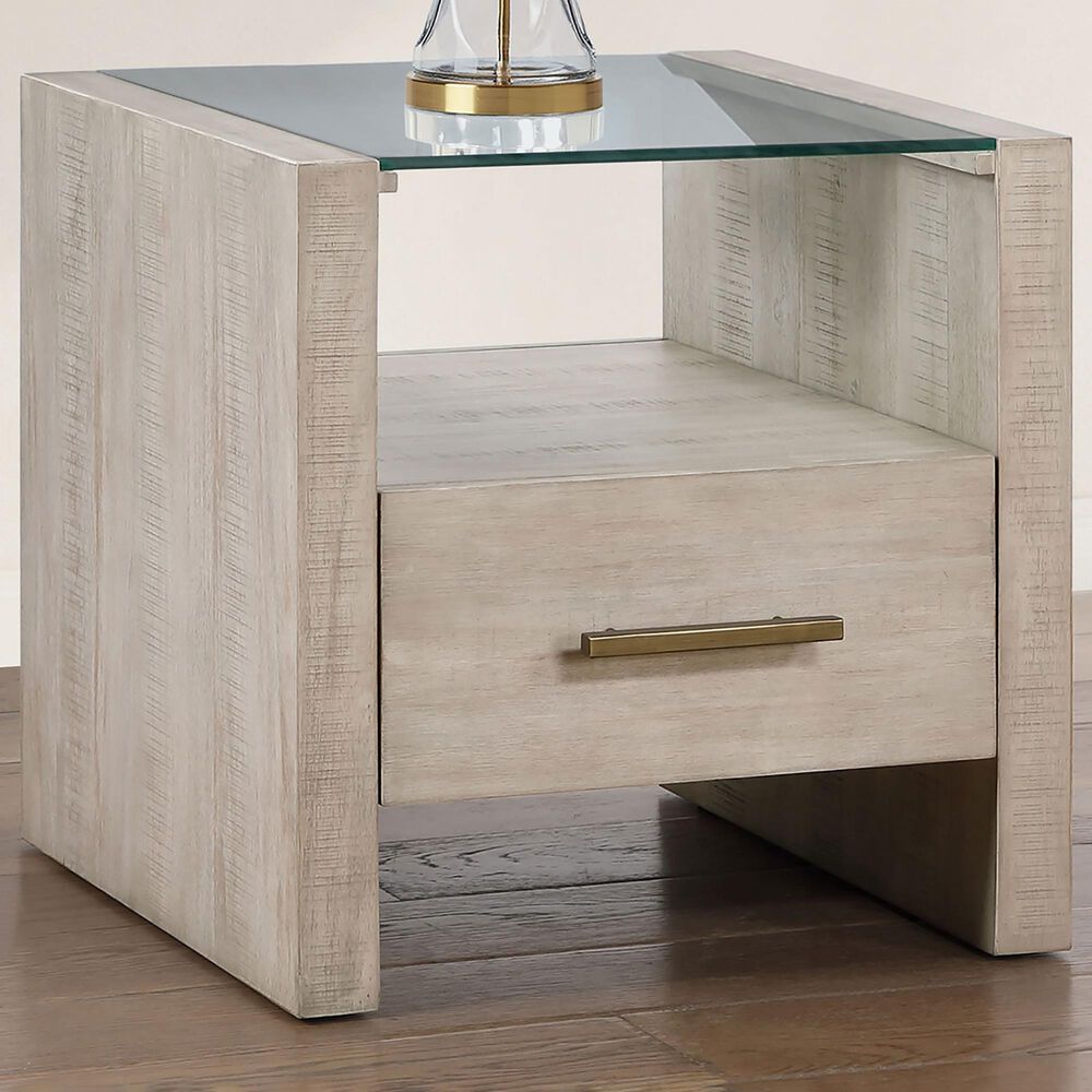 Steve Silver Garland End Table in Washed Parchment and Clear, , large