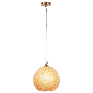 Teak Interiors 1-Light Glass Mosaic Pendant Lamp in Antique Gold, , large