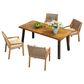 Hearth and Haven 5-Piece Outdoor Rectangular Dining Set with Cream Cushion in Teak, , large