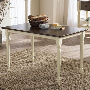Baxton Studio Napoleon Dining Table in Antique Cherry and Buttermilk - Table Only, , large
