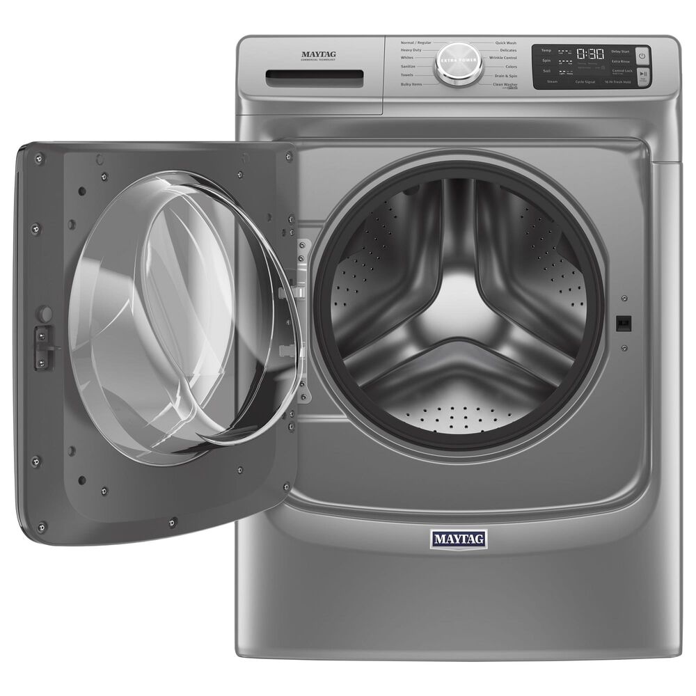 Maytag 4.8 Cu. Ft. Front Load Washer and 7.3 Cu. Ft. Gas Dryer Laundry Pair with Pedestal in Metallic Slate, , large
