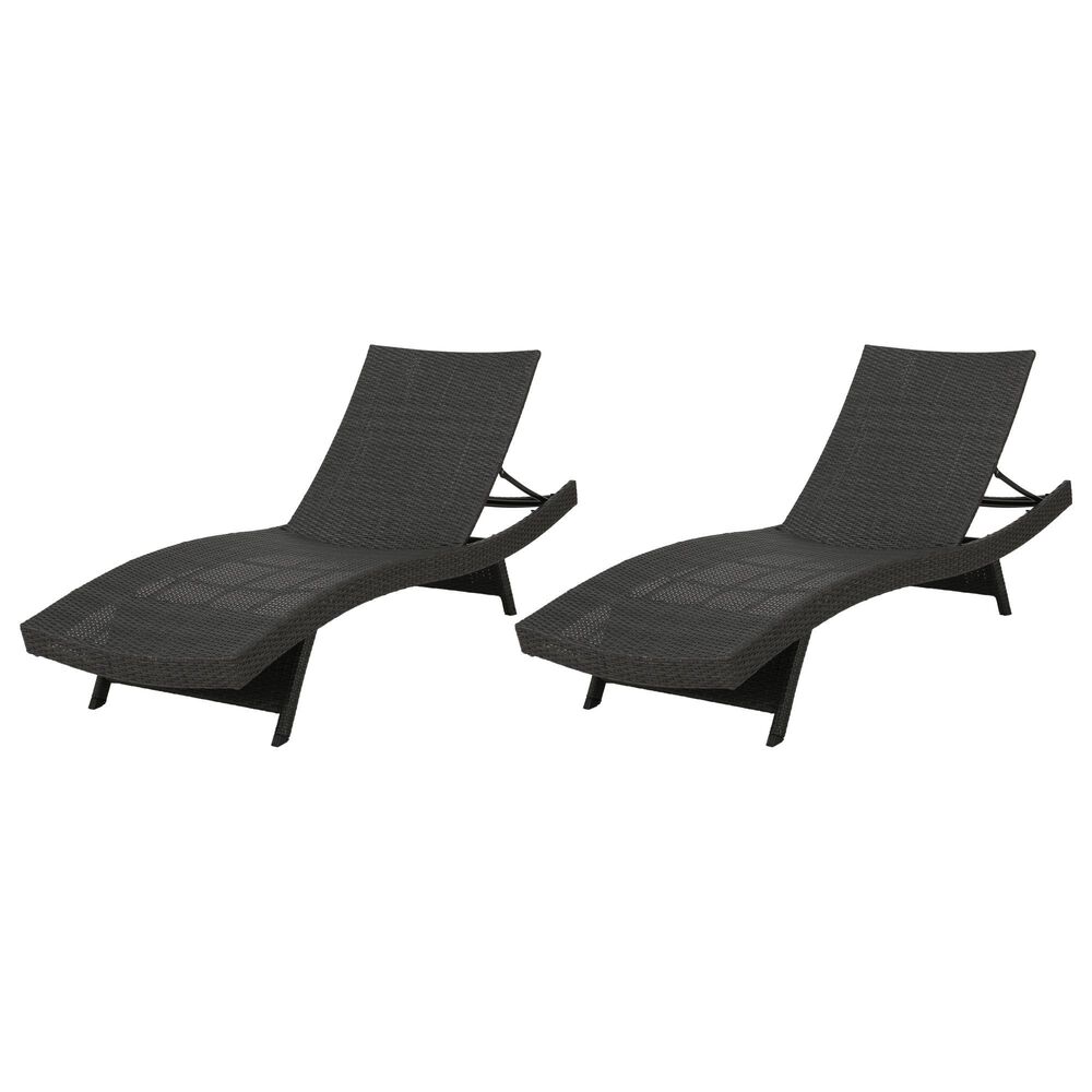 Hearth and Haven Salem PE Wicker Chaise Lounge in Grey &#40;Set of 2&#41;, , large