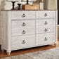 Ashley Willowton 6 Drawer Dresser in White Washed Finish, , large