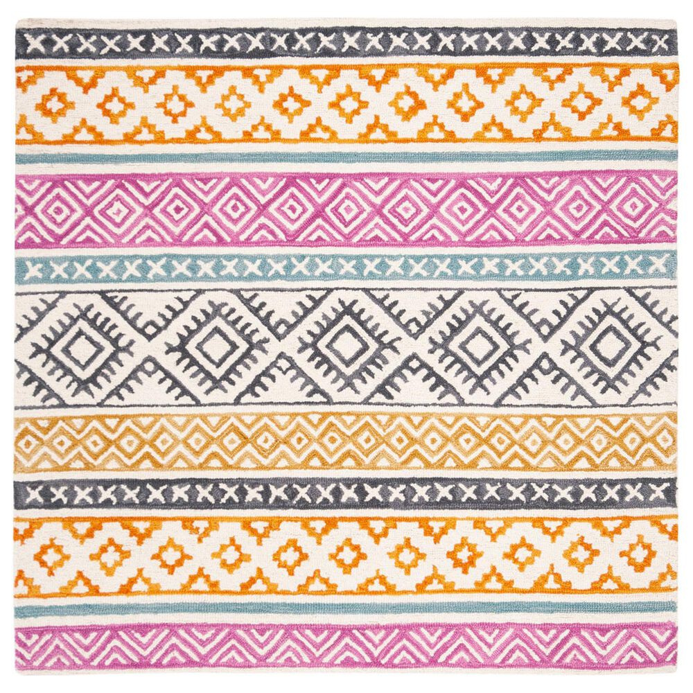 Safavieh Micro-Loop 5" Square Ivory and Rust Area Rug, , large