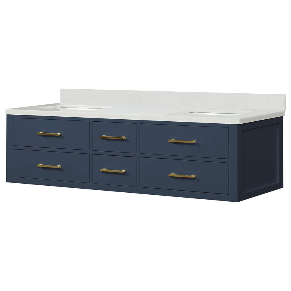 Lexora Home Castor 72" Double Bathroom Vanity in Blue with 2 cm White Quartz Top and Rectangular Sinks, , large