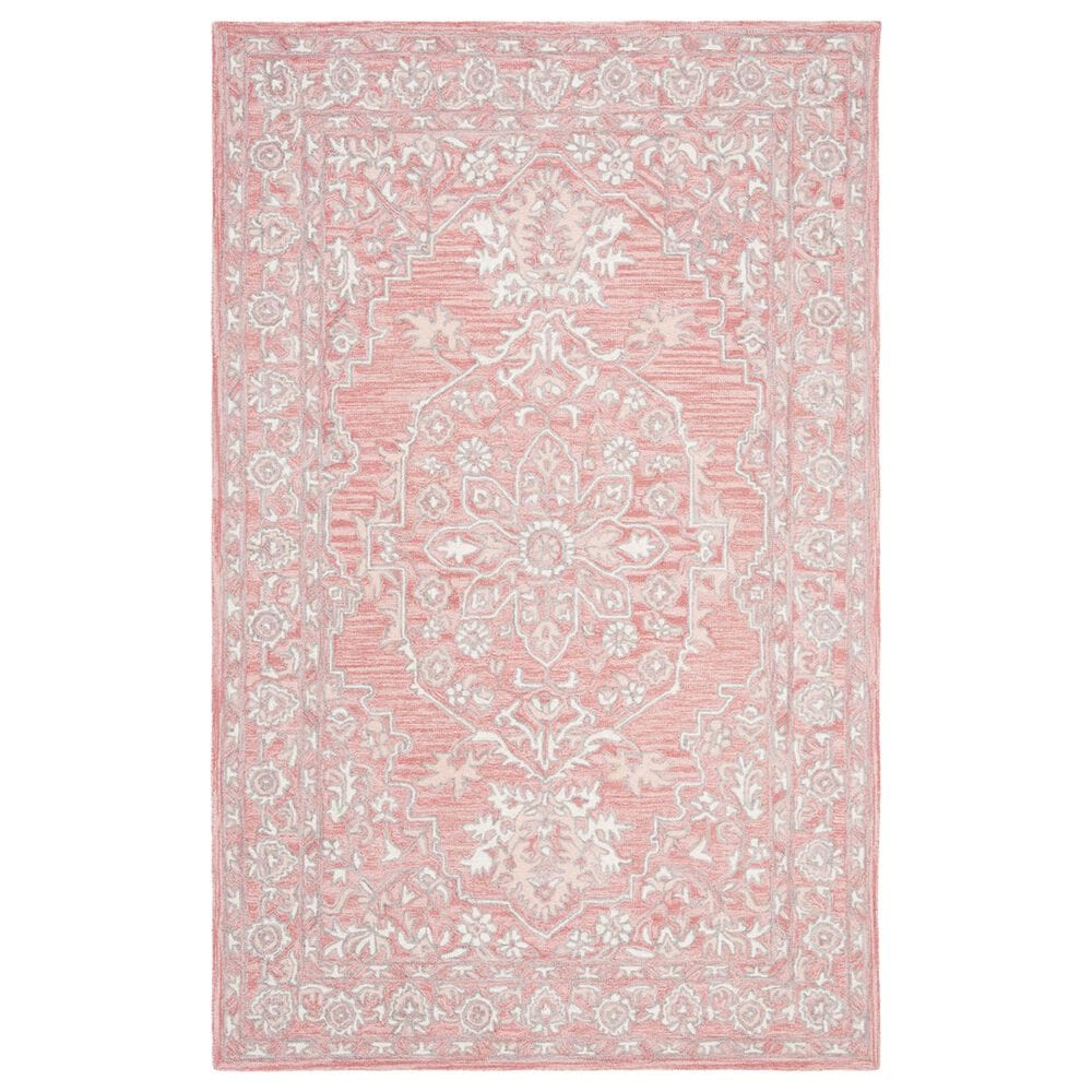 Safavieh Micro-Loop Oriental 5" x 8" Pink and Ivory Area Rug, , large