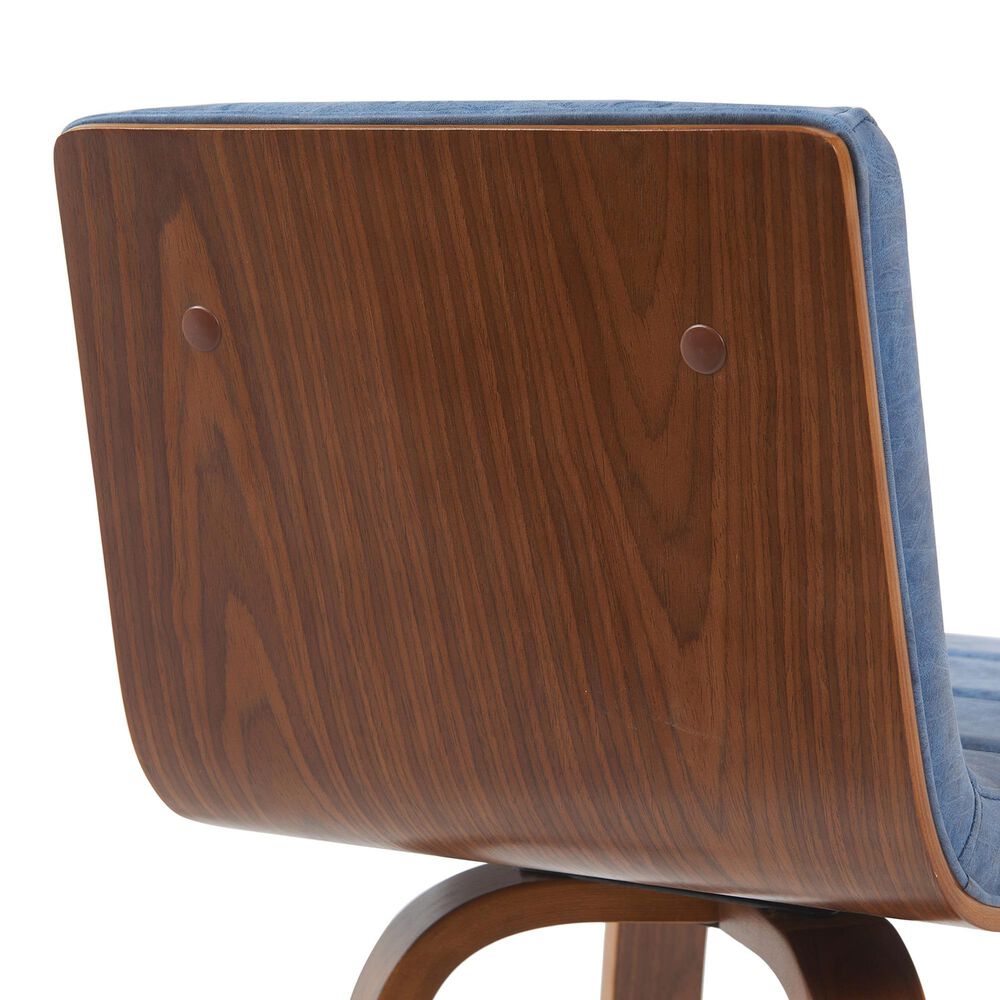 Armen Living Vienna Swivel Counter Height Stool with Vintage Blue Upholstery in Walnut, , large