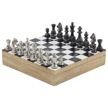Maple and Jade 3" x 12" Chess Game Set in Black and Silver, , large