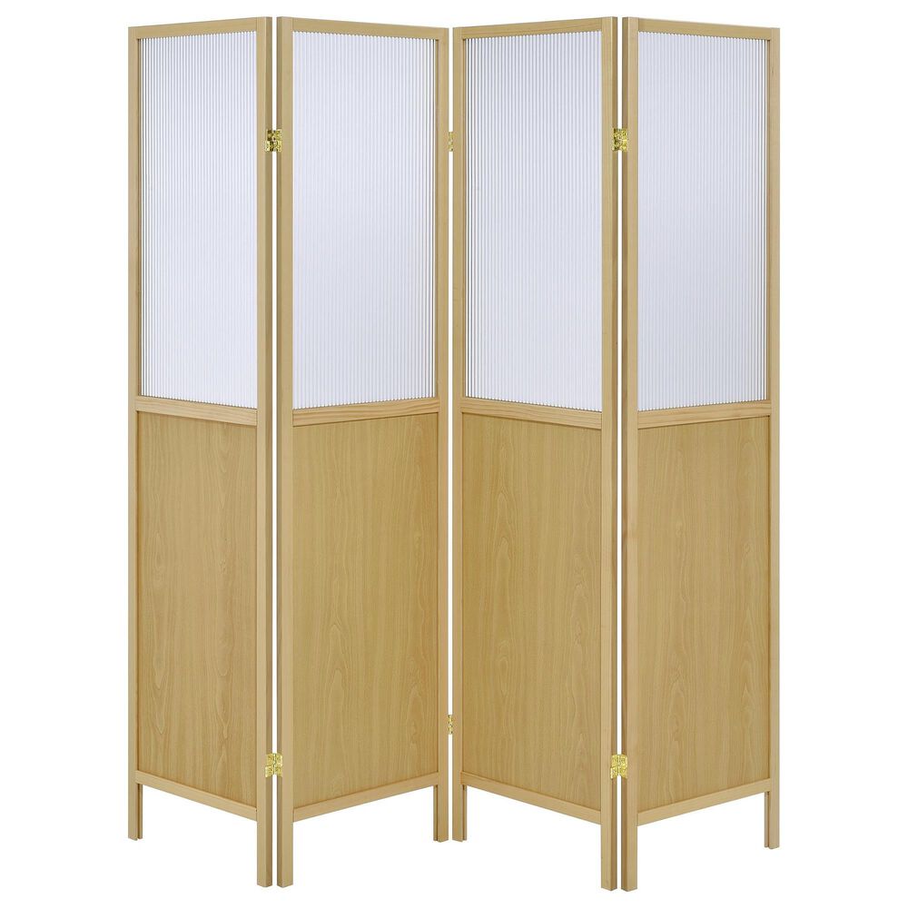 Coaster Mattison 4-Panel Room Divider Folding Shoji Screen in Natural and Soft White, , large