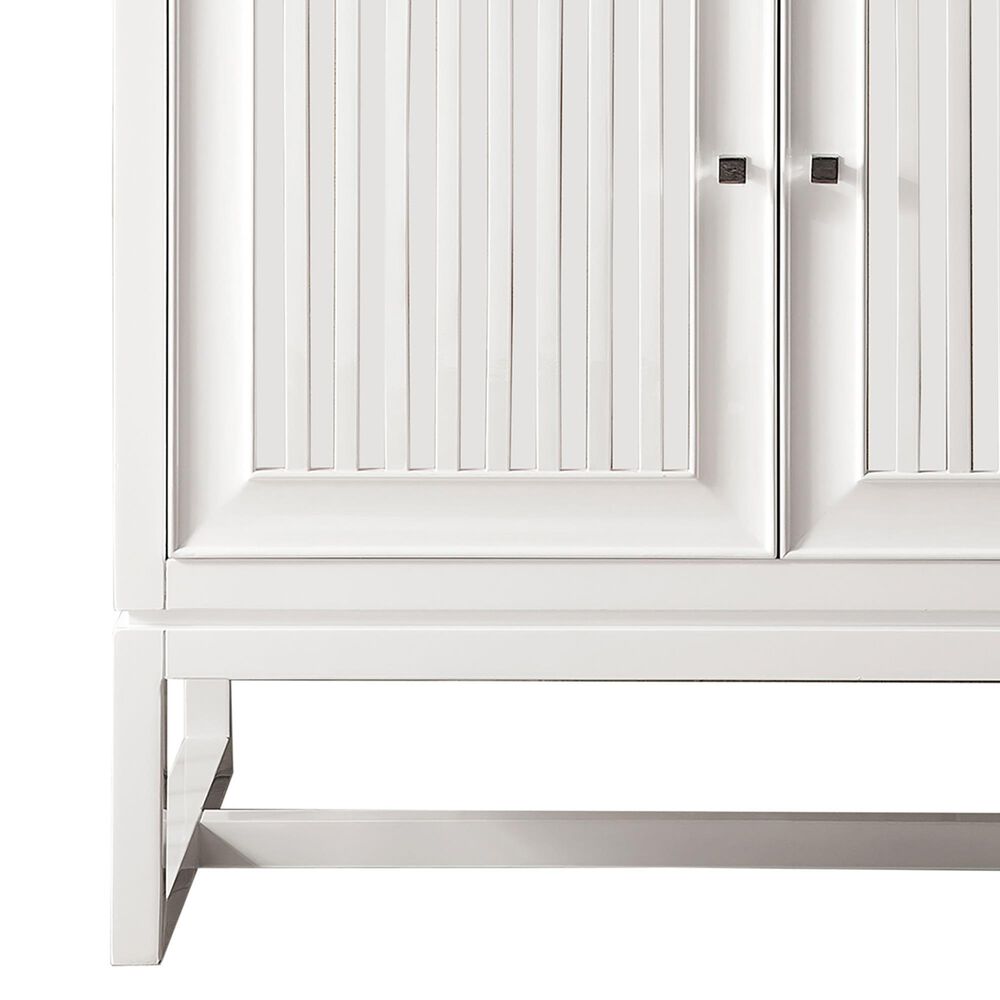James Martin Vanities Athens 36&quot; Single Bathroom Vanity in Glossy White with 3 cm Carrara White Marble Top and Rectangular Sink, , large