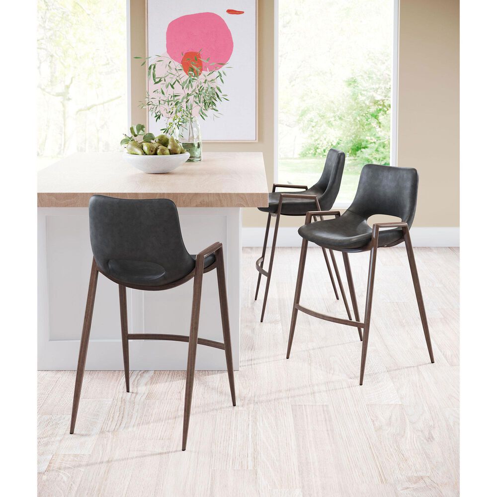 Zuo Modern Desi Counter Chair in Black/Dark Brown &#40;Set of 2&#41;, , large