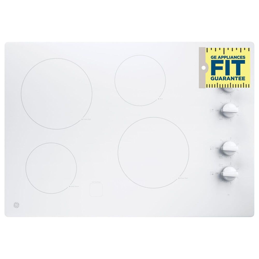 GE Appliances 30&quot; Built-In Knob Control Electric Cooktop in White, , large