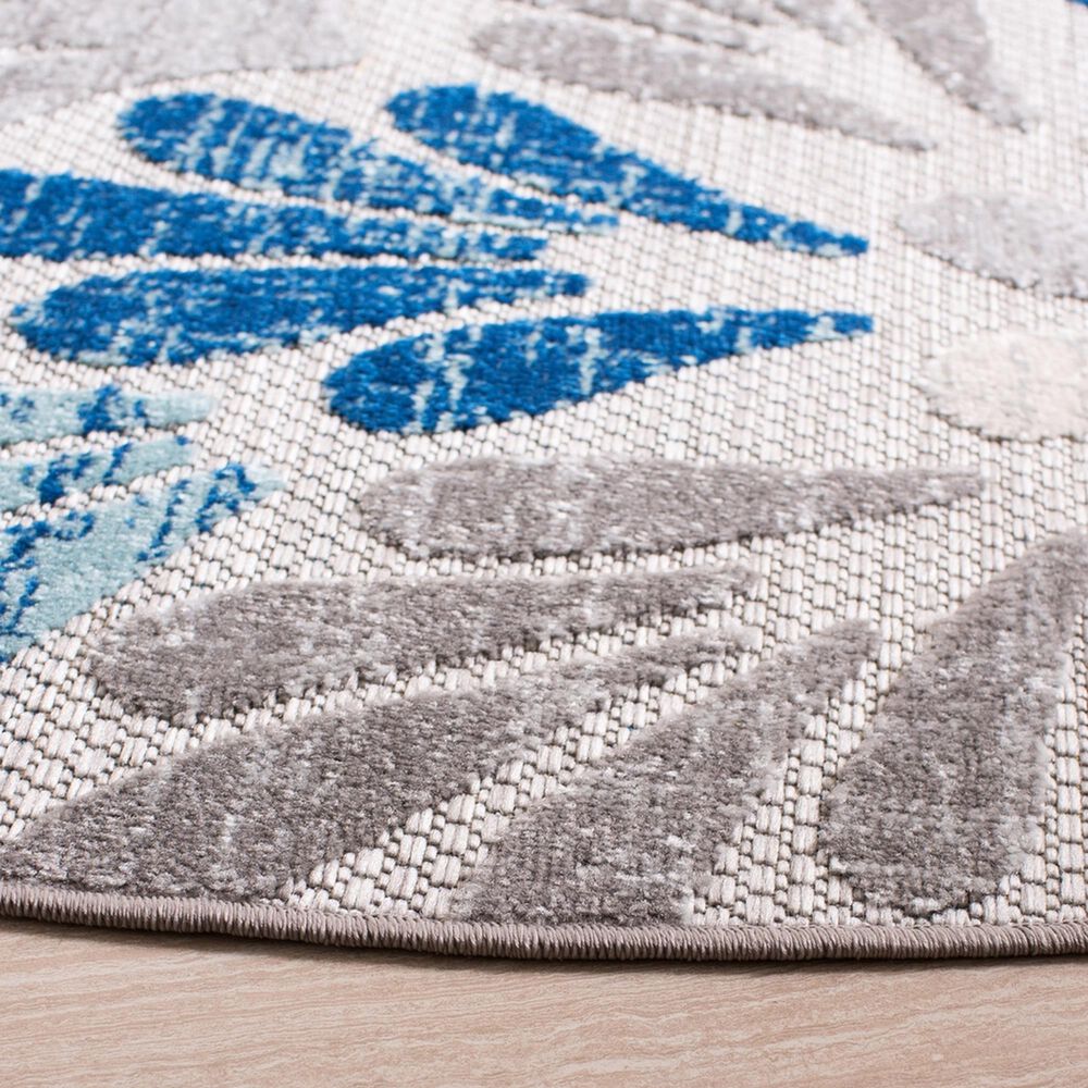 Safavieh Cabana CBN800F 6&#39;7&quot; Round Grey and Blue Indoor/Outdoor Area Performance Rug, , large