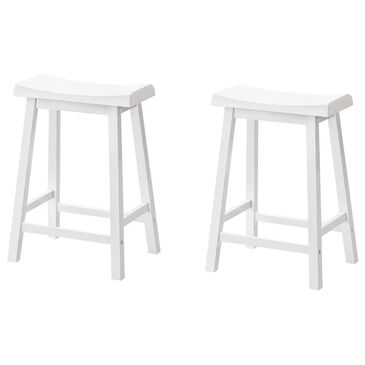 Monarch Specialties 24" Saddle Counter Stool in White (Set of 2), , large