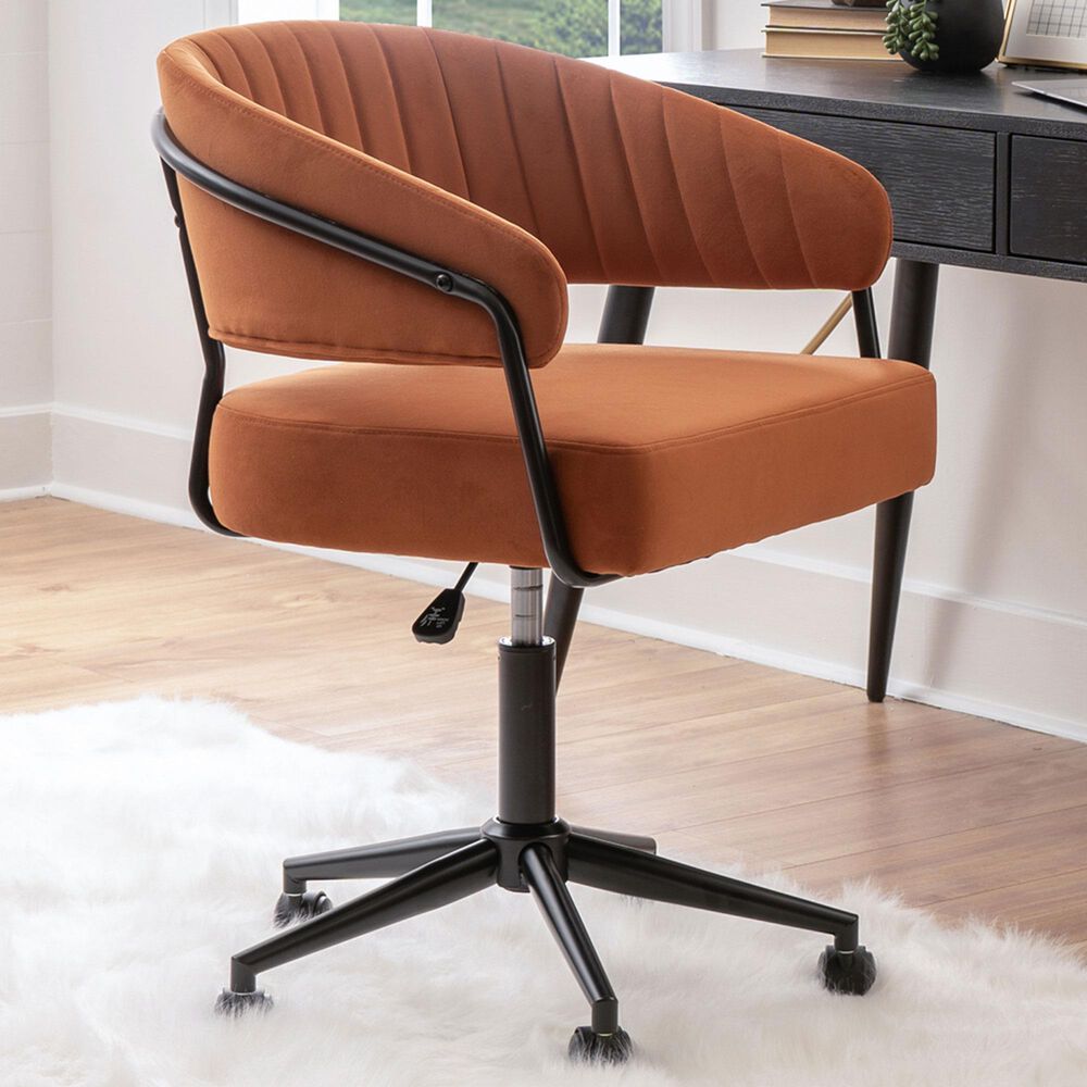 Linon Home Decor Prestwick Office Chair in Caramel, , large