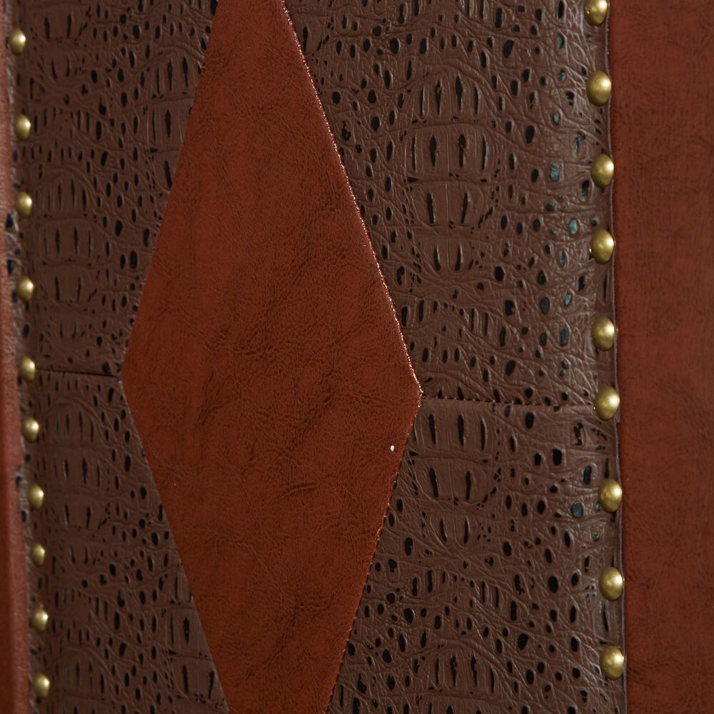 Maple and Jade Traditional Faux Leather Covering Room Divider Screen in Brown, , large