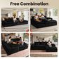 HOMLUX 112" Modern Sectional Sofa with Curved Armrests in Black, , large