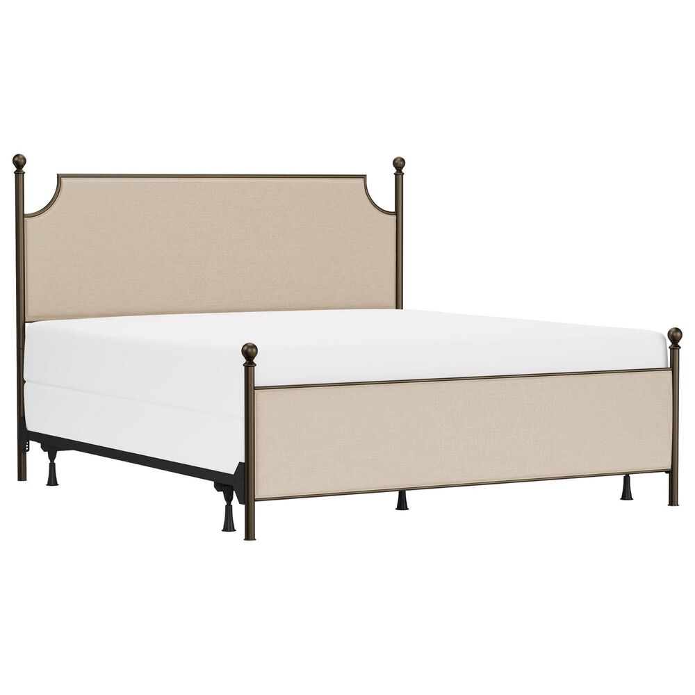 Richlands Furniture McArthur King Metal and Upholstered Poster Bed in Brown and Bronze, , large