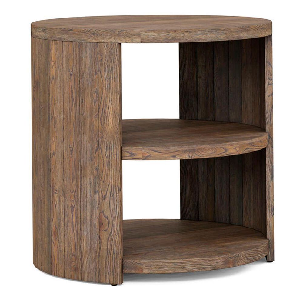 Vantage Stockyard Round End Table in Smoaked Brown, , large