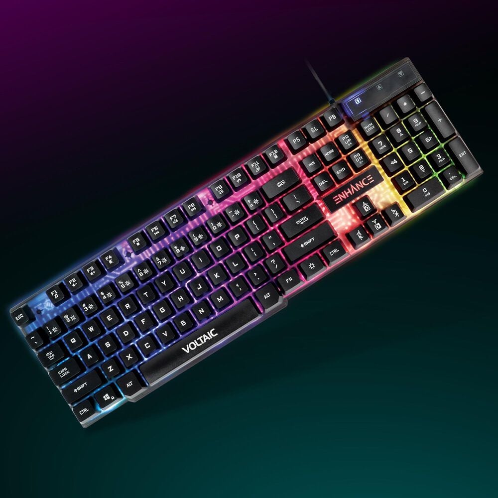 Enhance Voltaic 2 Mechanical-Feel Gaming Keyboard in Black and Clear, , large