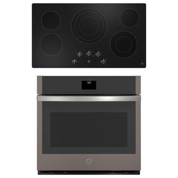 GE Appliances 2-Piece Kitchen Package with Fingerprint Resistant Slate 30" Smart Built-In Single Wall Oven and Black 36" Electric Cooktop, , large