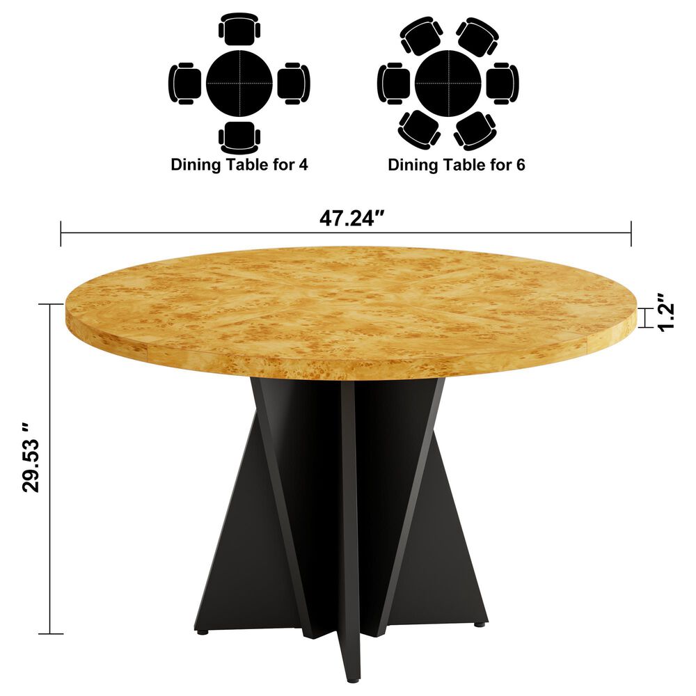 HOMLUX 47.2" Round Dining Table in Yellow - Table Only, , large