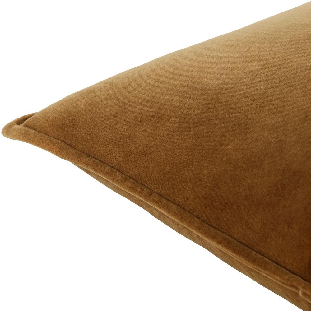 Surya Cotton Velvet 22" Square Throw Pillow in Brown, , large