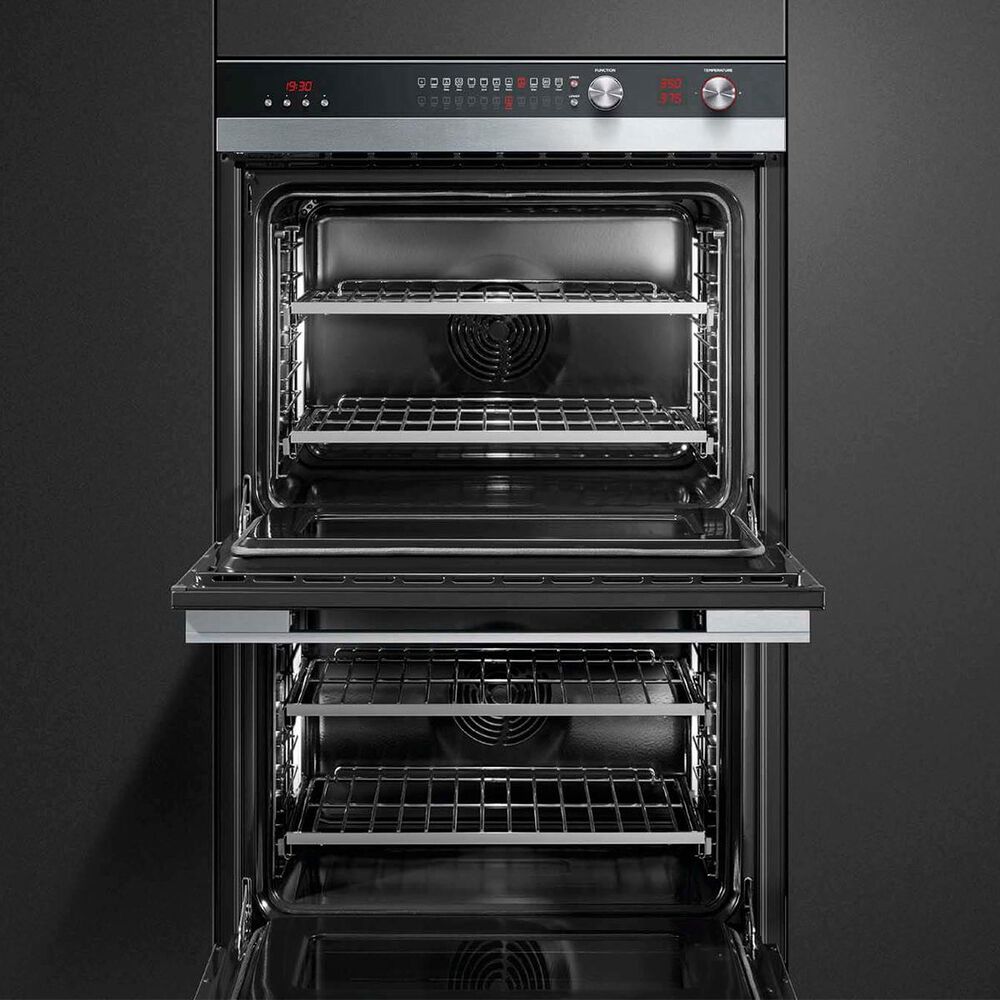 Fisher and Paykel 30 Inch Built-in Double Wall Oven in Brushed Stainless Steel with Black Glass, , large