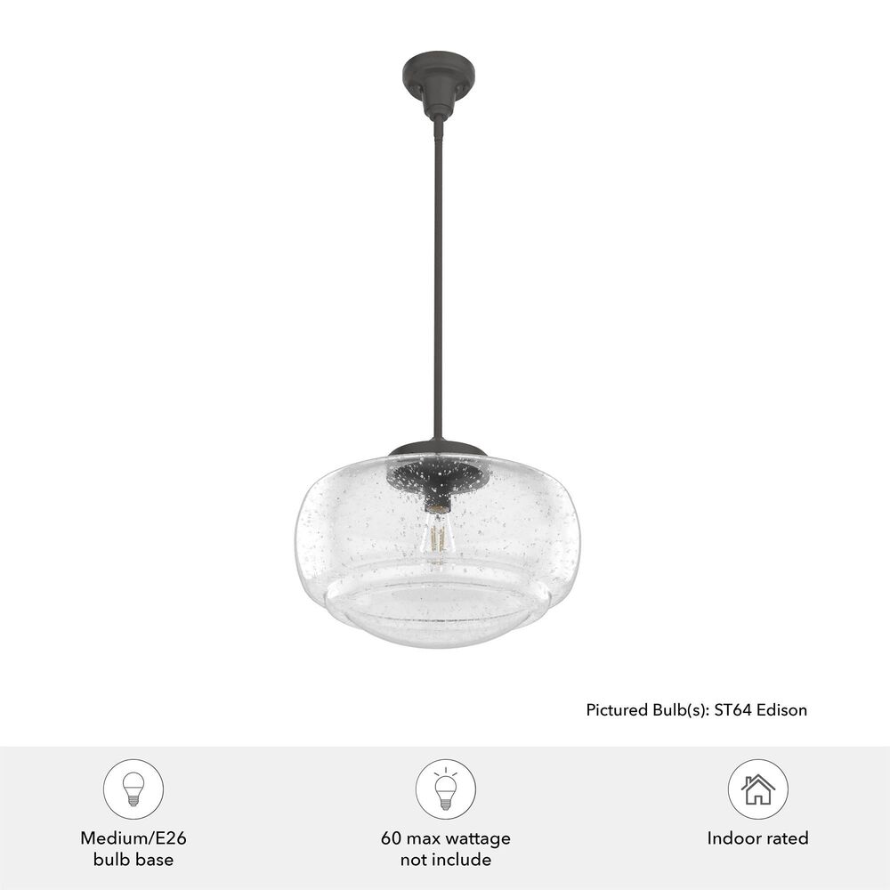 Hunter Saddle Creek 16&quot; 1-Light Pendant with Clear Seeded Shade in Noble Bronze, , large