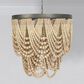 Creative Coop Laurel 2-Tier Draped Wood Bead Chandelier with Black and Natural Shade, , large