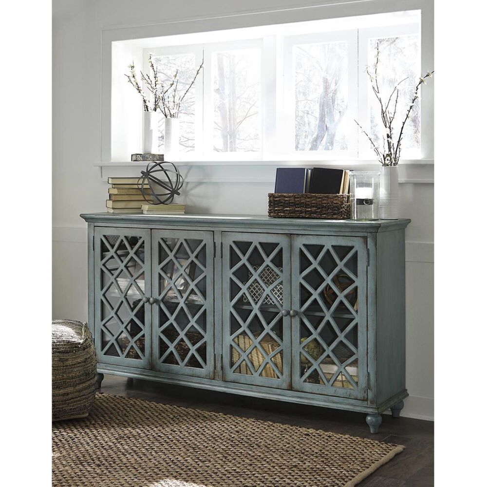 Ashley Mirimyn Door Accent Cabinet In Antique Teal, , large