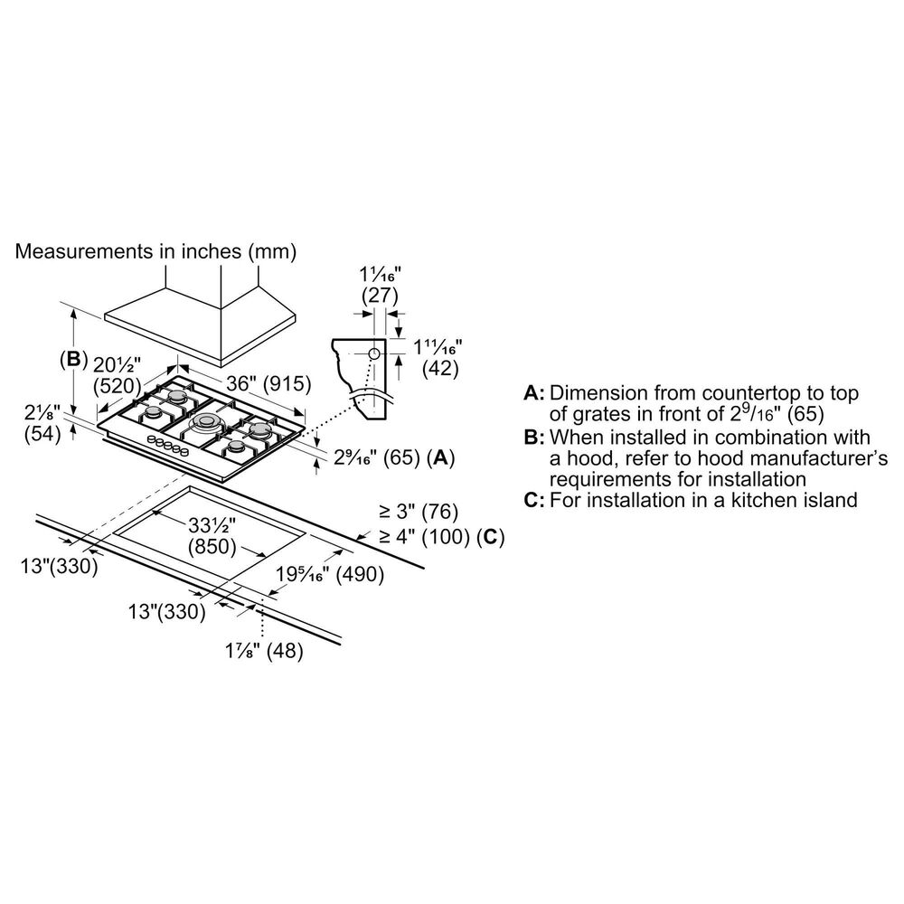 Bosch Benchmark 36" Tempered Glass Gas Cooktop in Dark Silver