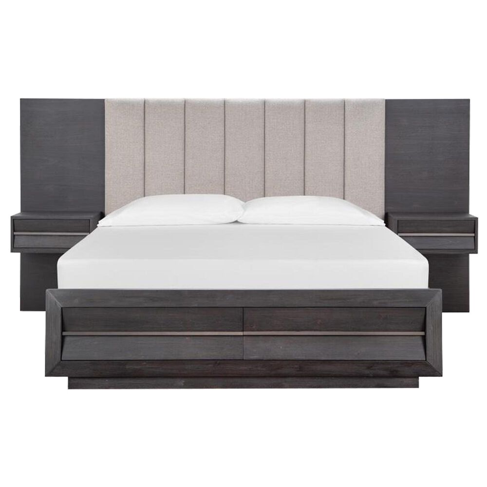 Nicolette Home Wentworth Village King Wall Upholstered Bed in Oxford Black, , large